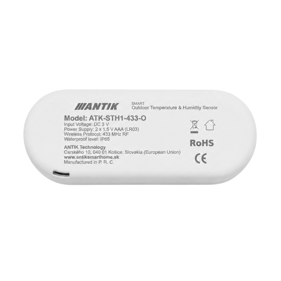 ANTIK Smart exteriérový senzor teploty a vlhkosti [433 Mhz]